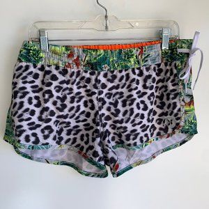 Hurley Women's Leopard Print Shorts with Tropical Trim
